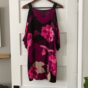 Trina Turk Tunic Dress Top Women’s Med Open Shoulder Floral Spring Summer Shirt